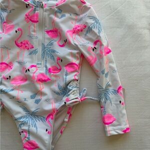 Flapdoodles Pink Flamingo Kids Rashguard